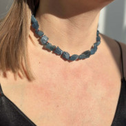 Necklace made of natural Aquamarine and Garnet