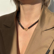 Choker Pearl black natural
