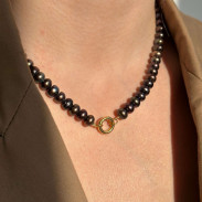 Choker Pearl black natural