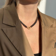 Choker Pearl black natural