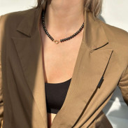 Choker Pearl black natural