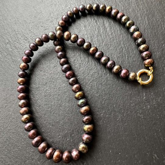 Choker Pearl black natural