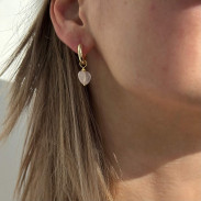 Earrings with Rose Quartz natural