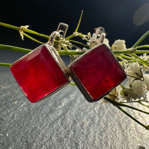 Silver Ruby Earrings