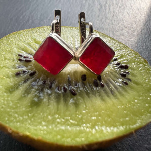 Silver Ruby Earrings