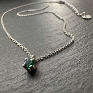 Natural emerald pendant in silver