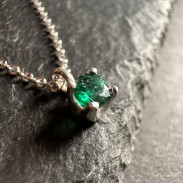 Natural emerald pendant in silver