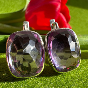 Silver alexandrite earrings