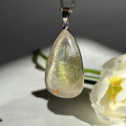 Pendant Landscape quartz natural lodolite phantom or aquarium quartz