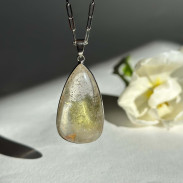 Pendant Landscape quartz natural lodolite phantom or aquarium quartz