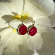 Silver Ruby Earrings