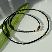 Choker made of natural Black Tourmaline in silver with gold plating