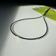 Choker made of natural Black Tourmaline in silver with gold plating