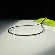 Choker made of natural Black Tourmaline in silver with gold plating
