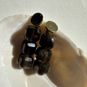 Earrings with natural RauchTopaz
