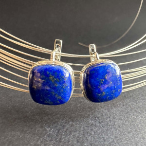 Earrings Natural lapis lazuli in silver