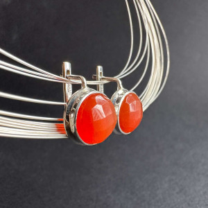 Earrings made of natural Carnelian in silver