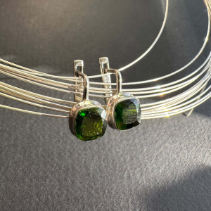 Silver Chrome Diopside Earrings