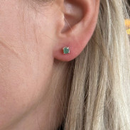 Silver emerald studs