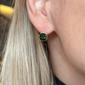 Silver Chrome Diopside Earrings