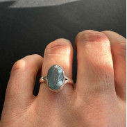 Ring with natural aquamarine