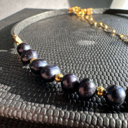 Choker Pearl natural and leather