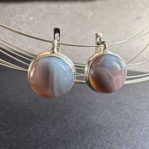 Silver agate earrings