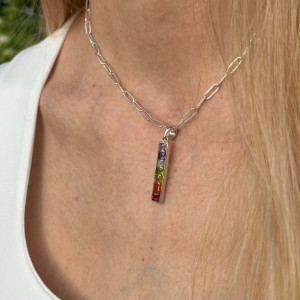 Silver pendant with gems
