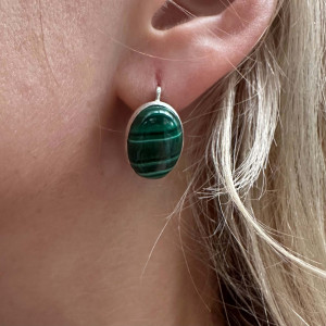 Silver Malachite Earrings