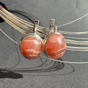 Сережки Родохрозит натуральний у сріблі