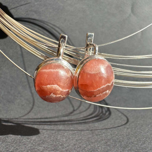Earrings Rhodochrosite natural in silver