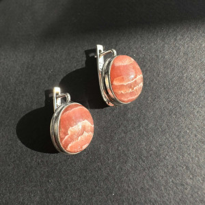 Earrings Rhodochrosite natural in silver