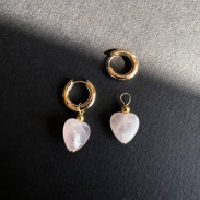 Earrings with Rose Quartz natural
