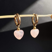 Earrings with Rose Quartz natural