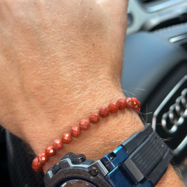 Men's bracelet with jasper with silver on the pull