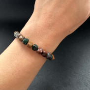 Natural jasper bracelet with a gold-plated lock