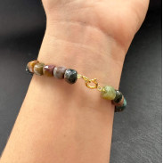 Natural jasper bracelet with a gold-plated lock