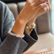 Rose Quartz bracelet in silver with gold plating