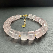 Rose Quartz bracelet in silver with gold plating