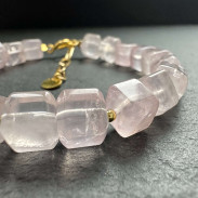 Rose Quartz bracelet in silver with gold plating