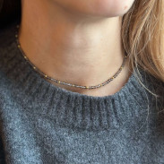  Natural Rauchtopaz choker in silver with gilding