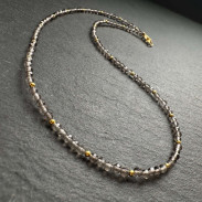  Natural Rauchtopaz choker in silver with gilding