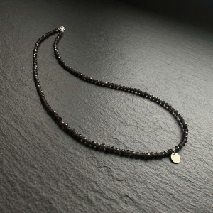 Natural obsidian choker in silver