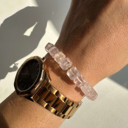 Rose Quartz bracelet in silver with gold plating