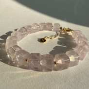 Rose Quartz bracelet in silver with gold plating