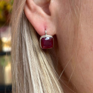 Earrings with ruby natural silver