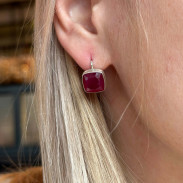 Earrings with ruby natural silver