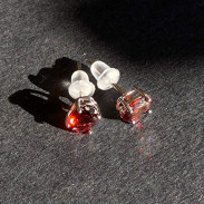 Natural garnet studs in silver