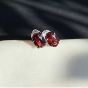 Natural garnet studs in silver