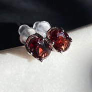 Natural garnet studs in silver